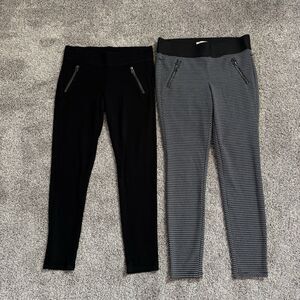 Set Of 2 Rewind Pull On Leggings Zipper Accent Women’s Size Large Bundle Lot